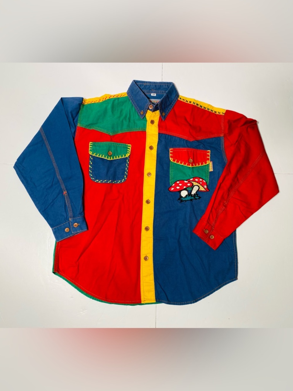 Vintage Lapagayo Junior Colorblock Mushroom Button Up Shirt 164 Big Friends